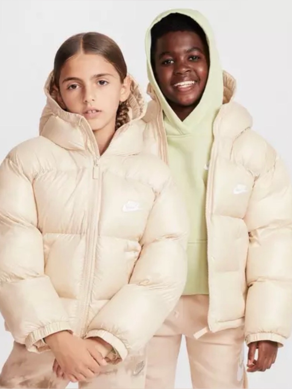 Nike Kids Puffer Jacket in Beige Cream with Hood new